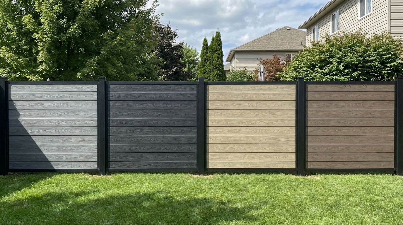 Clean composite fencing along a modern home
